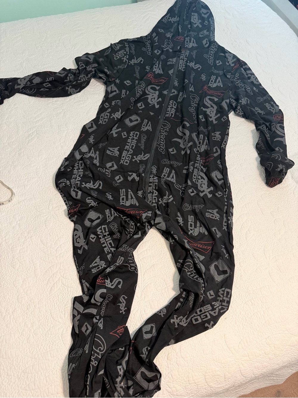 New Chicago White Sox Mens XL Black Onesie Pajamas Lounge MLB Baseball Pjs